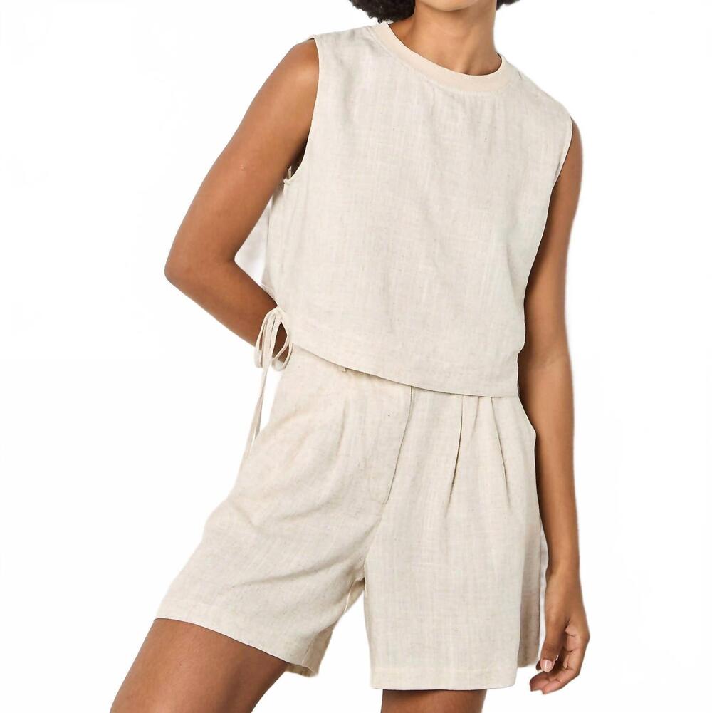 NEW APRICOT linen blend crop top in stone